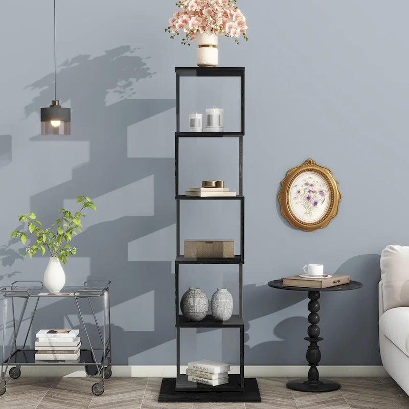 Black wood 5 tier Bookshelf for Dining room