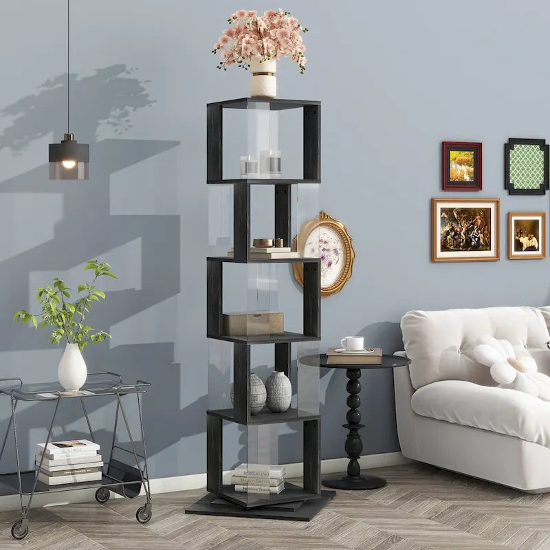 Black wood 5 tier Bookshelf for Dining room