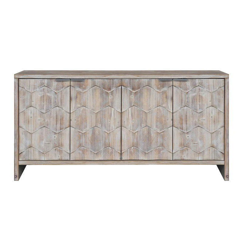 Mobiletto decorativo in legno a 4 ante in stile rustico