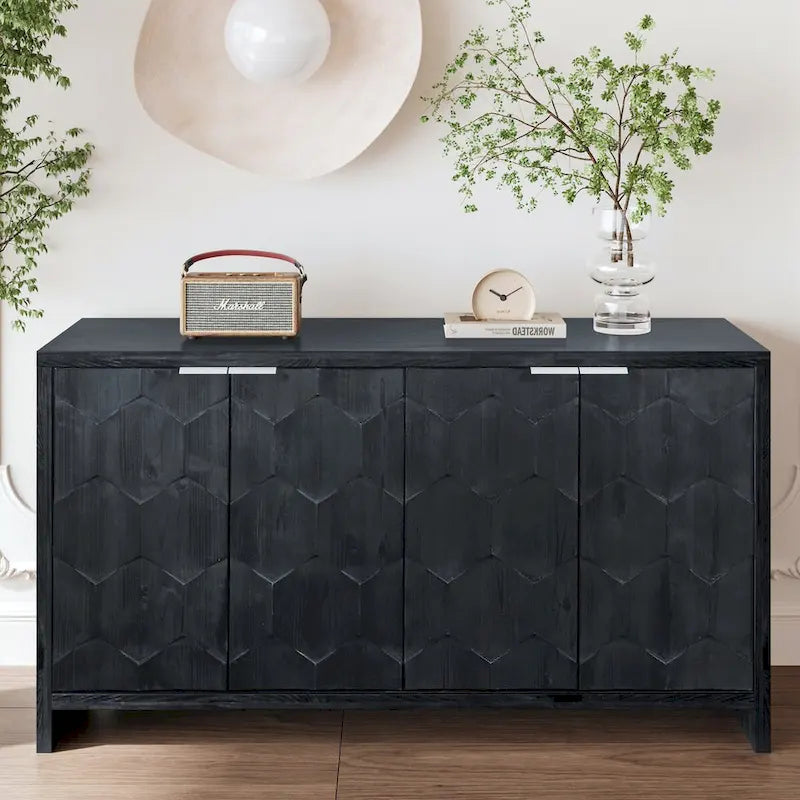 Mobiletto decorativo in legno a 4 ante in stile rustico