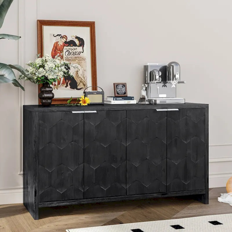 Mobiletto decorativo in legno a 4 ante in stile rustico