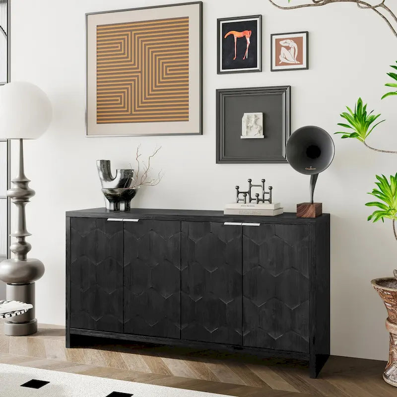 Mobiletto decorativo in legno a 4 ante in stile rustico