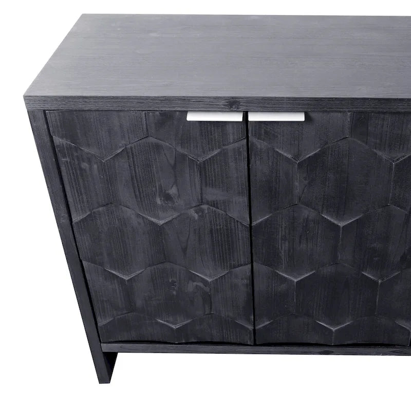 Mobiletto decorativo in legno a 4 ante in stile rustico