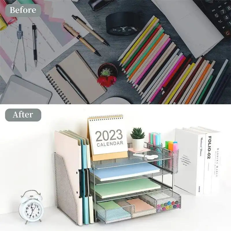Four-Tier Metal Mesh Desktop Organizer