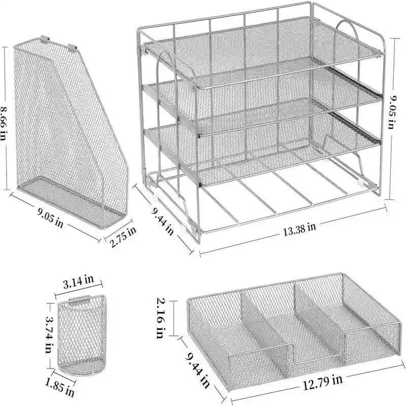 Four-Tier Metal Mesh Desktop Organizer