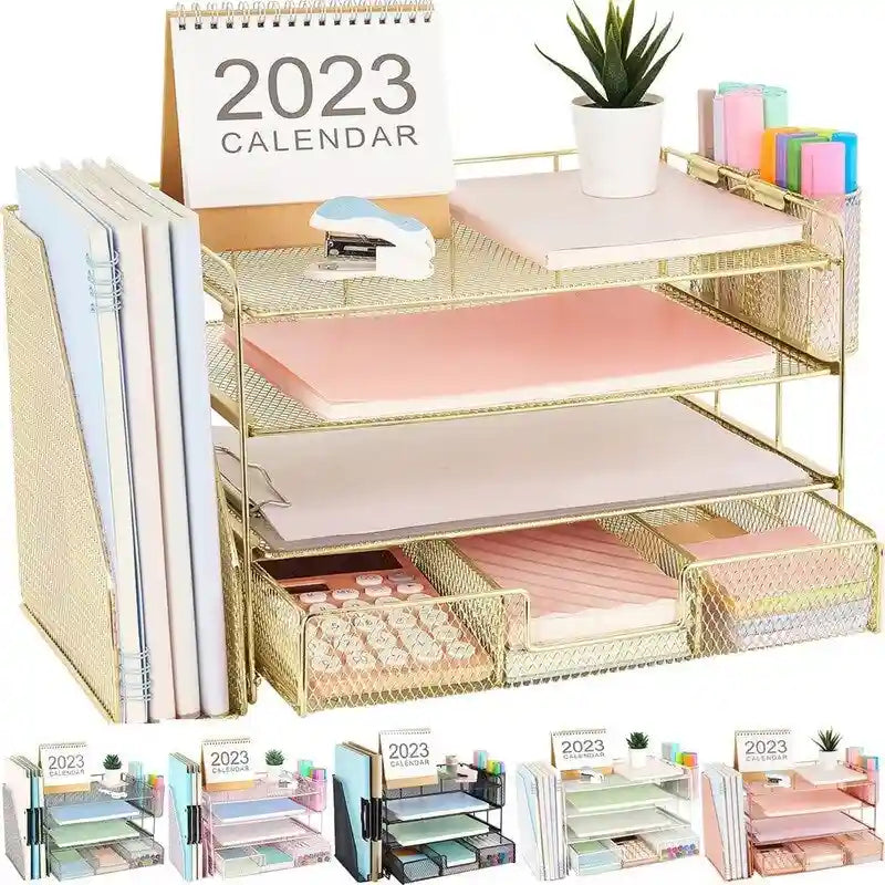 Four-Tier Metal Mesh Desktop Organizer
