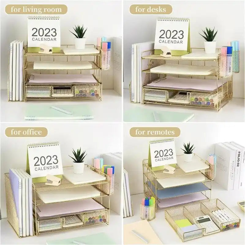 Four-Tier Metal Mesh Desktop Organizer