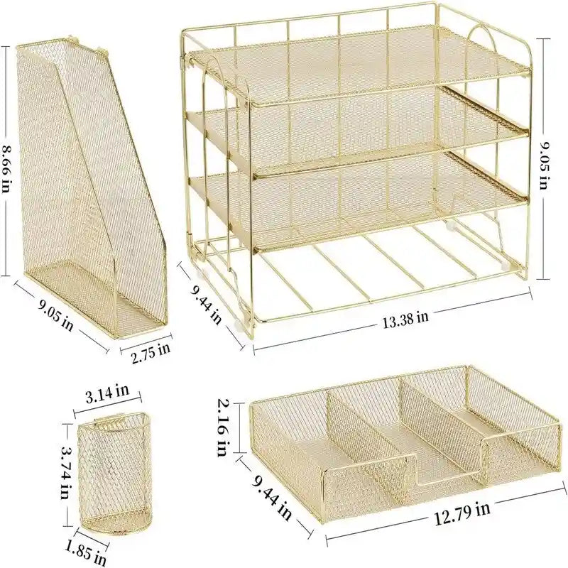Four-Tier Metal Mesh Desktop Organizer