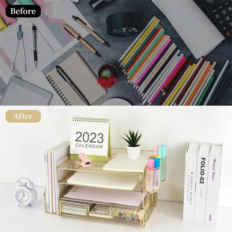 Four-Tier Metal Mesh Desktop Organizer