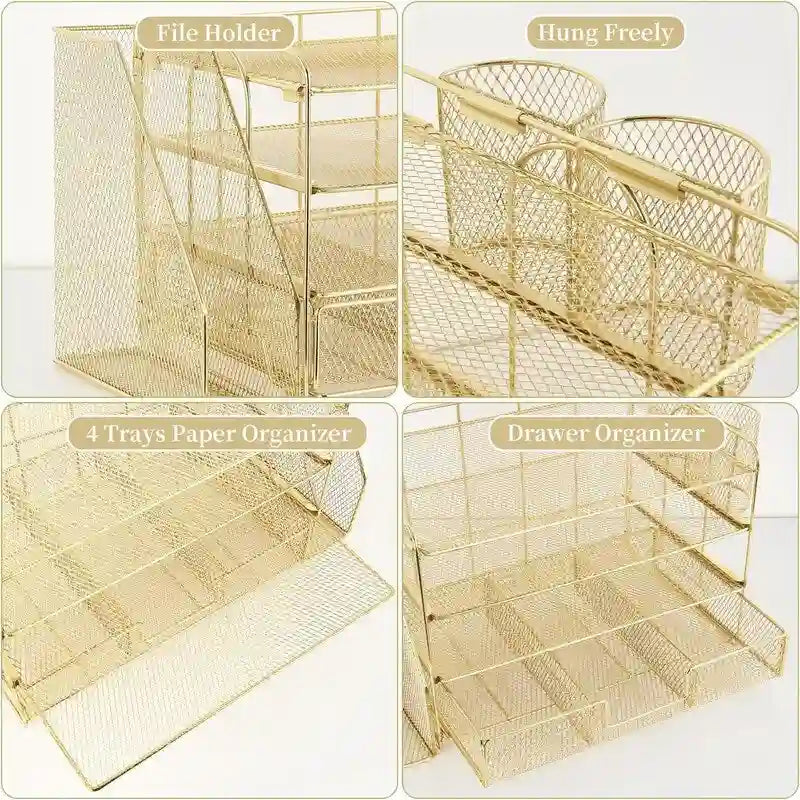 Four-Tier Metal Mesh Desktop Organizer