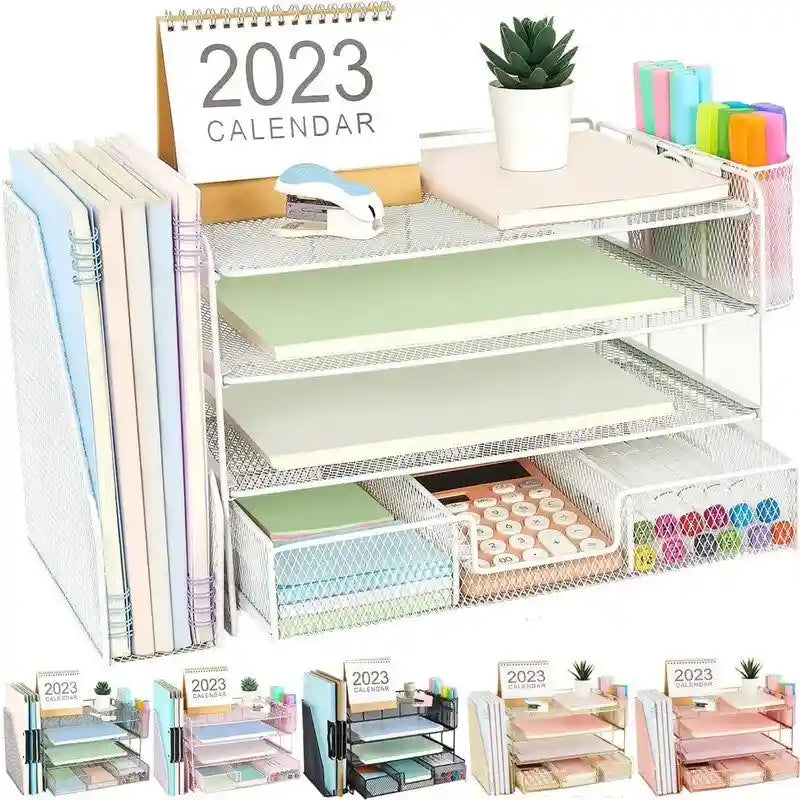 Four-Tier Metal Mesh Desktop Organizer