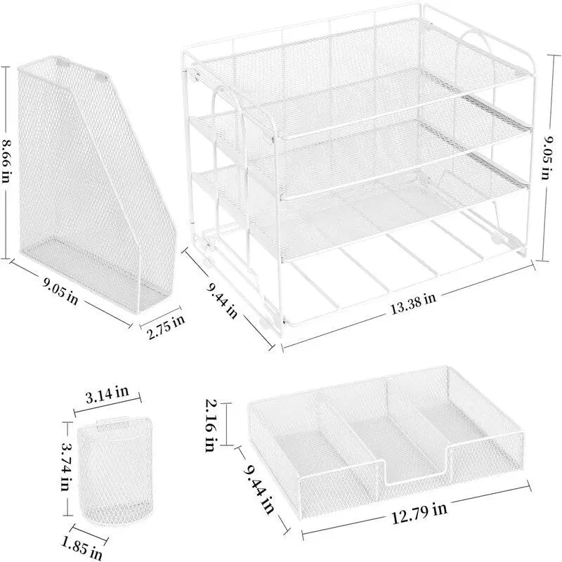 Four-Tier Metal Mesh Desktop Organizer
