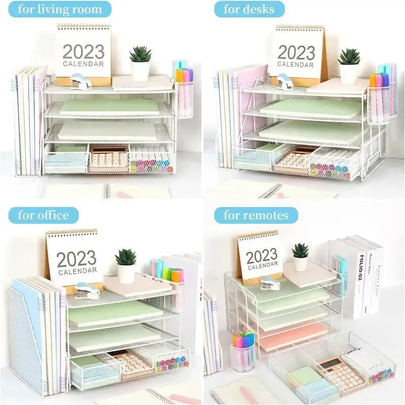 Four-Tier Metal Mesh Desktop Organizer