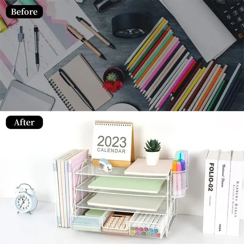 Four-Tier Metal Mesh Desktop Organizer