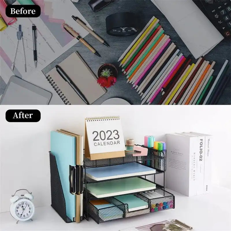 Four-Tier Metal Mesh Desktop Organizer