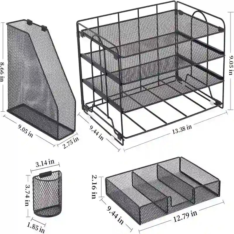 Four-Tier Metal Mesh Desktop Organizer