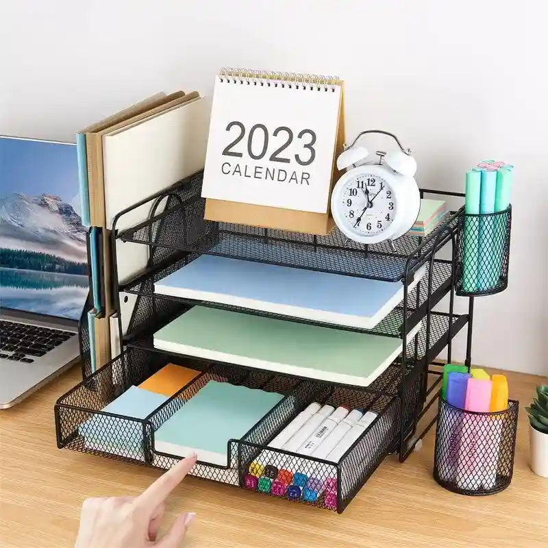 Four-Tier Metal Mesh Desktop Organizer