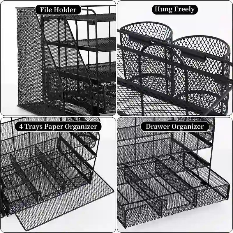 Four-Tier Metal Mesh Desktop Organizer