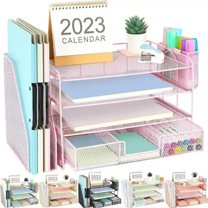 Four-Tier Metal Mesh Desktop Organizer