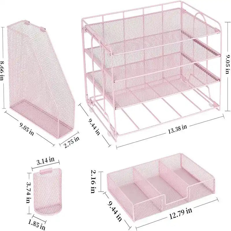 Four-Tier Metal Mesh Desktop Organizer