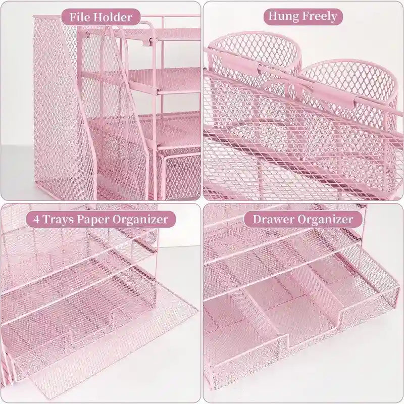 Four-Tier Metal Mesh Desktop Organizer
