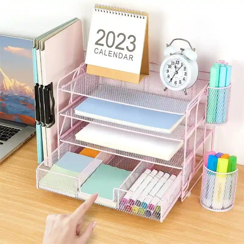 Four-Tier Metal Mesh Desktop Organizer