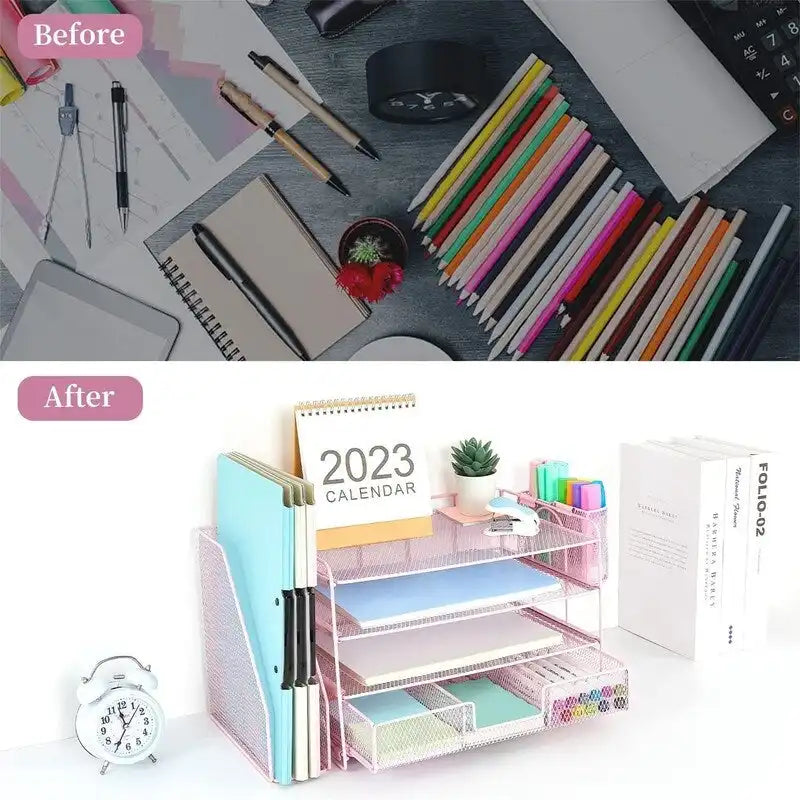 Four-Tier Metal Mesh Desktop Organizer