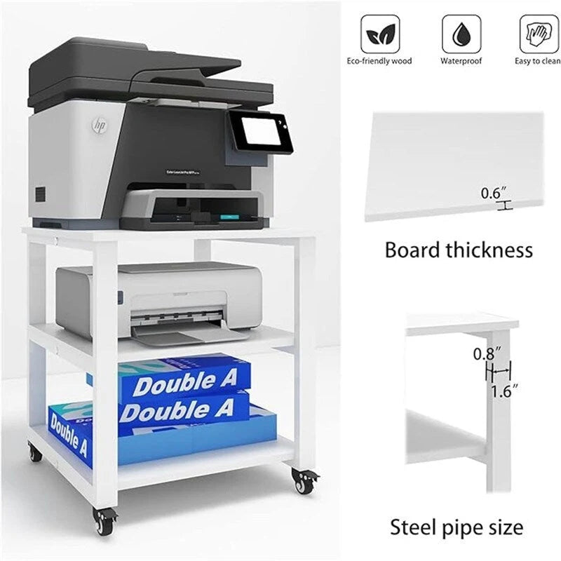 Desserte pour imprimante laser à 3 niveaux - 19.7 x 19.7 x 22.6