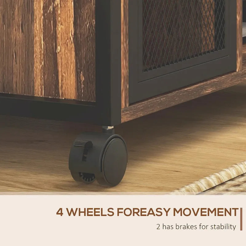 Rustic Brown Mobile Printer Stand
