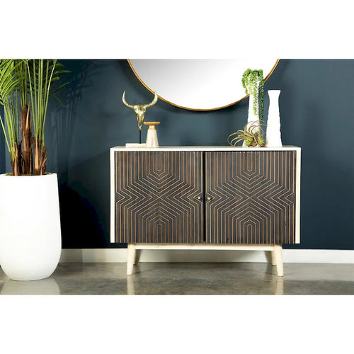 Mobiletto decorativo a 2 ante con 4 ripiani, bianco e nero