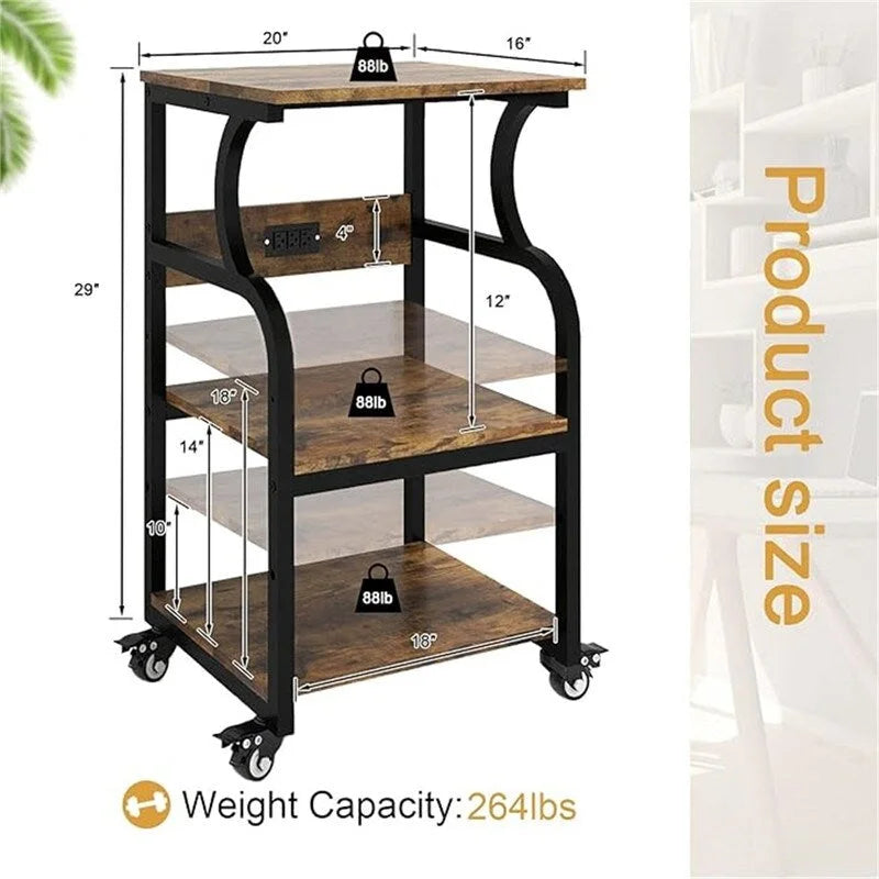 3-stufiger Druckerständer, Druckertisch mit verstellbarem Ablageboden - 19.7 x 15.7 x 29.5 Zoll