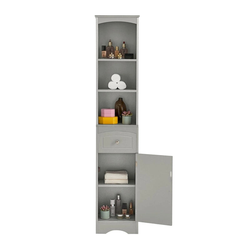 Freistehender hoher Badezimmer-Wäscheschrank aus Holz