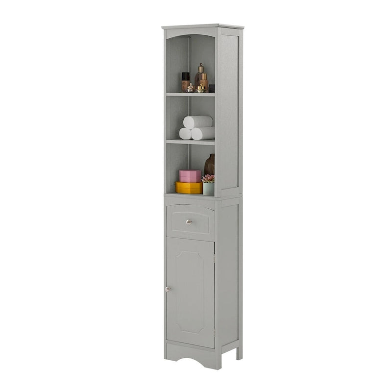 Freistehender hoher Badezimmer-Wäscheschrank aus Holz