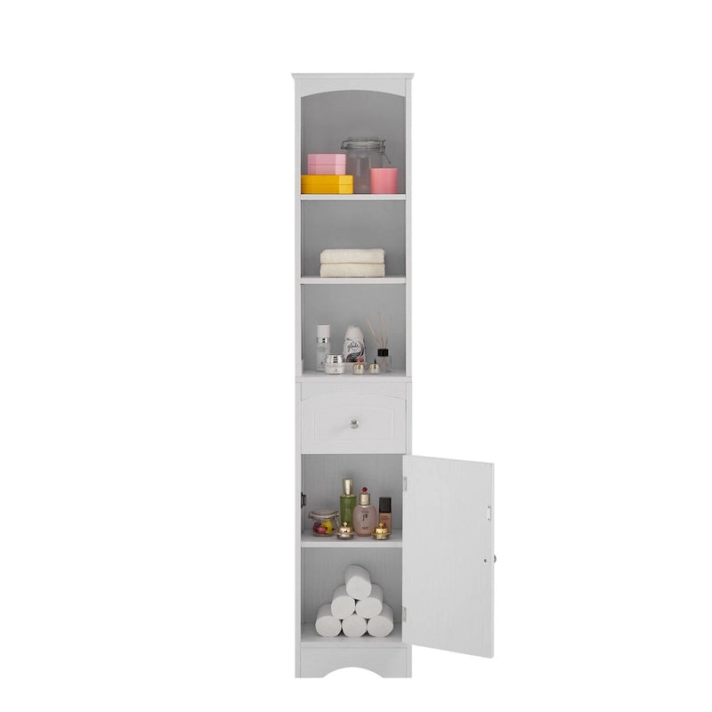 Freistehender hoher Badezimmer-Wäscheschrank aus Holz