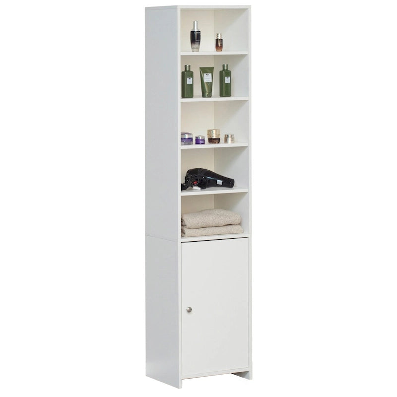 Meuble haut de rangement pour salle de bains, style colonne à linge, blanc