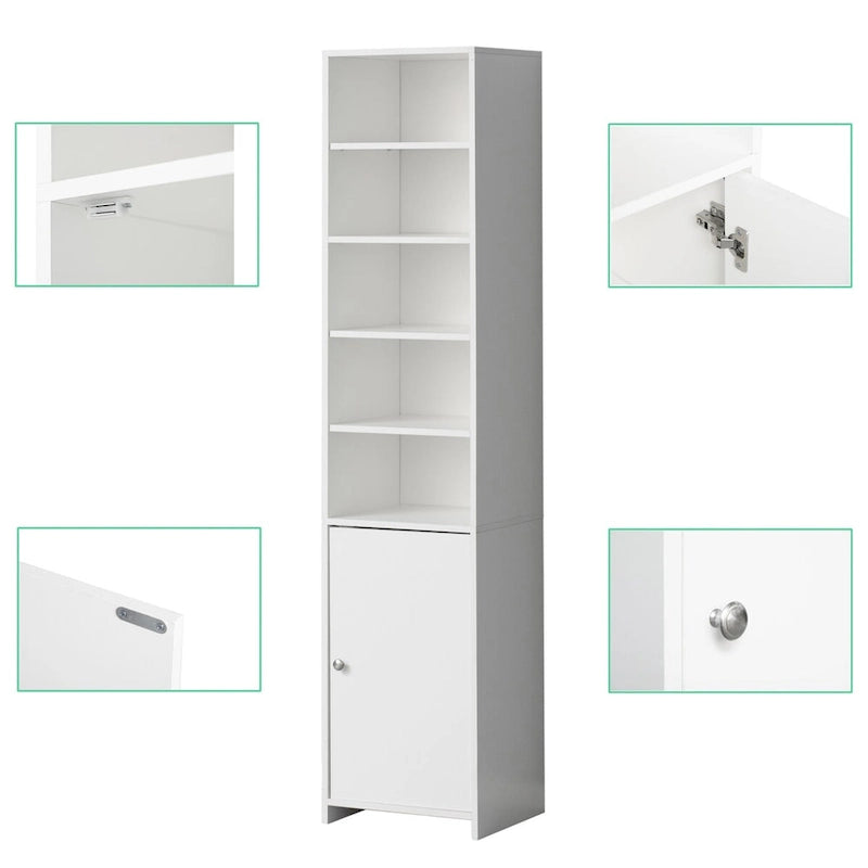 Tall Bathroom Storage Organizer Cabinet Linen, White