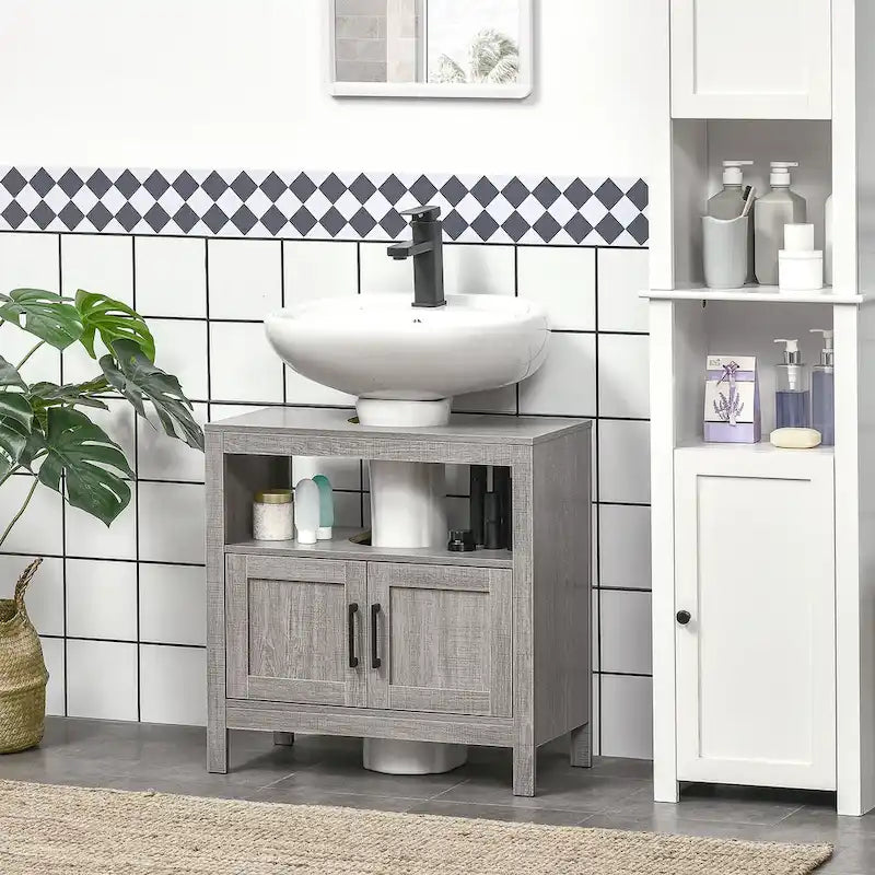 Onderkast voor de badkamer, grijs