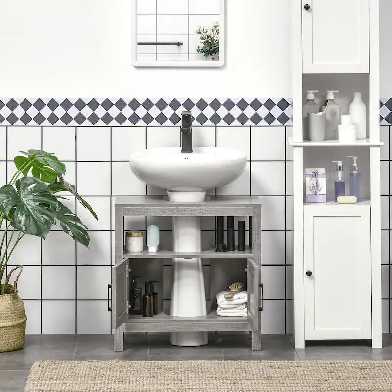 Onderkast voor de badkamer, grijs