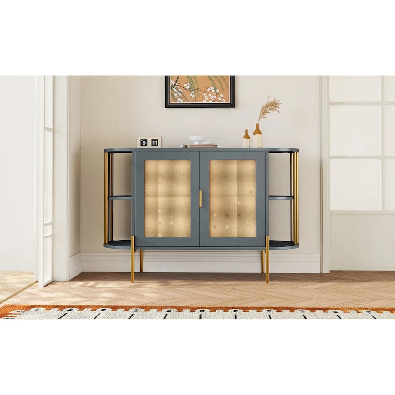 Élégant meuble de salle à manger incurvé avec bordure dorée