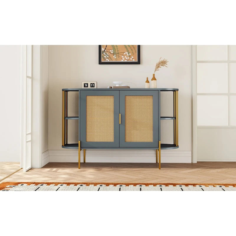 Elegante mobile da pranzo curvo con finiture dorate