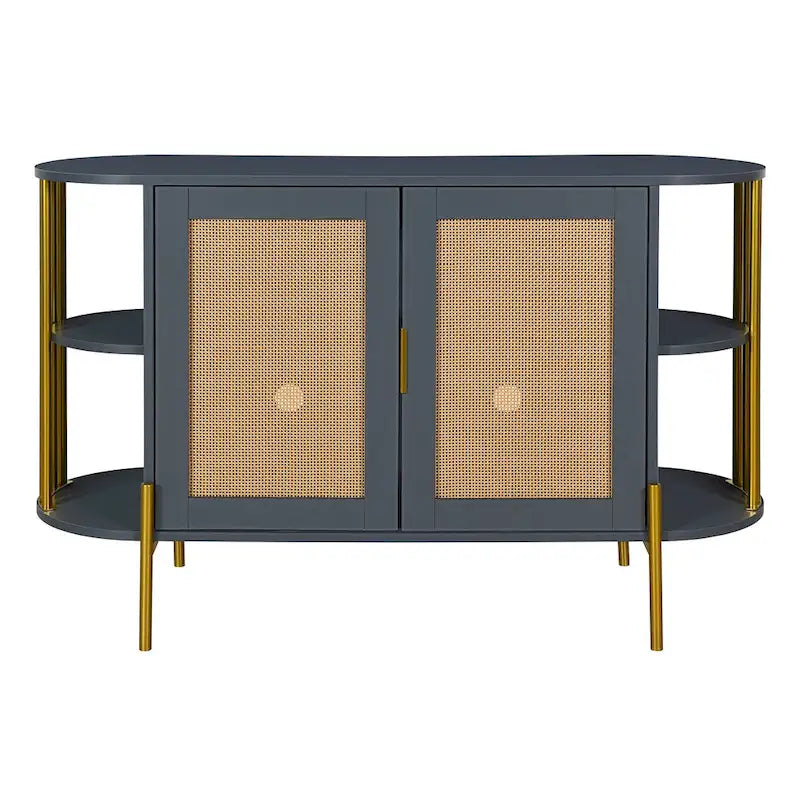 Elegante mobile da pranzo curvo con finiture dorate