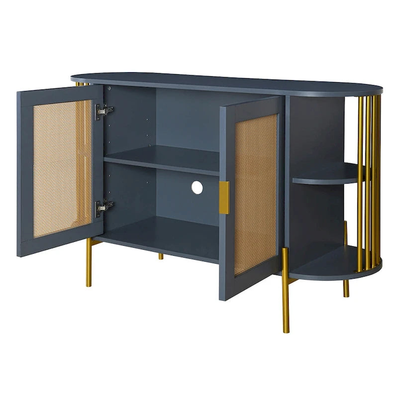 Elegante mobile da pranzo curvo con finiture dorate
