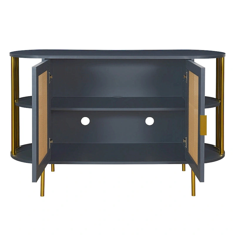 Elegante mobile da pranzo curvo con finiture dorate