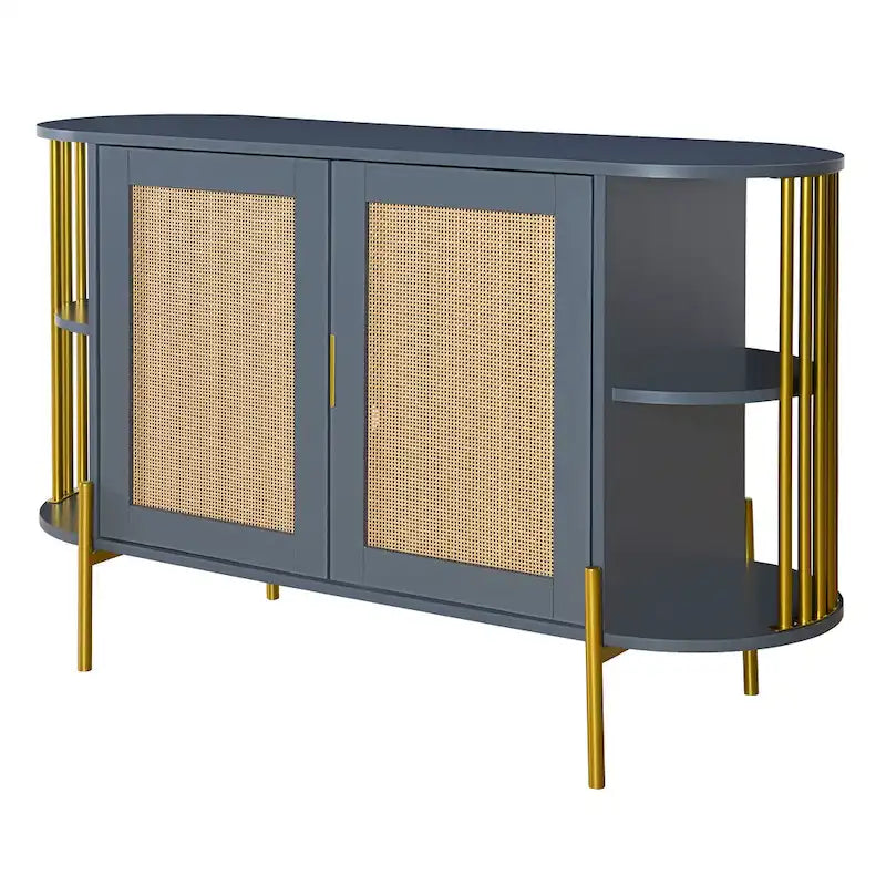 Elegante mobile da pranzo curvo con finiture dorate