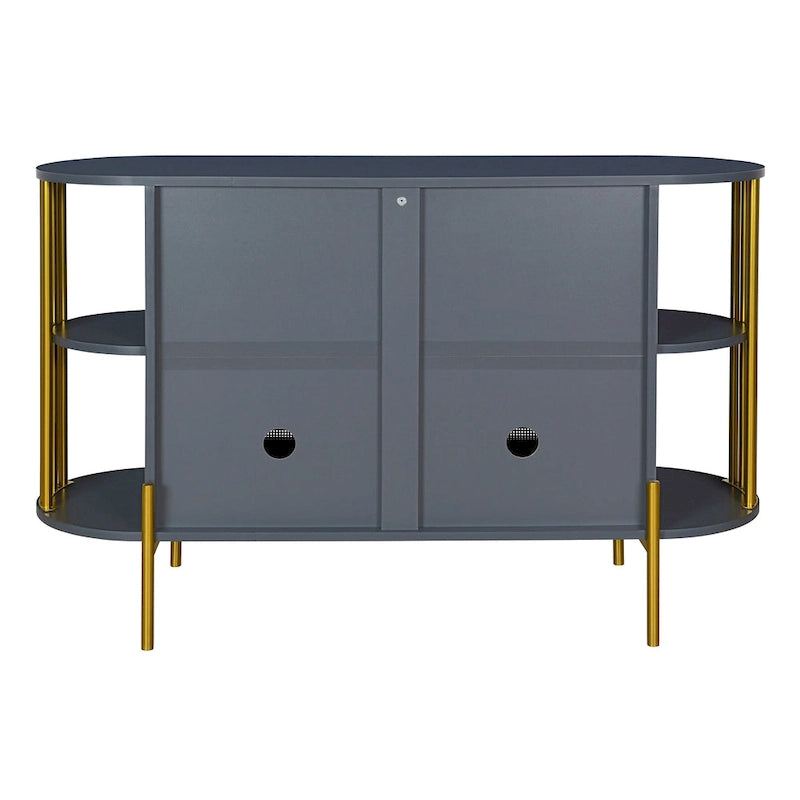 Elegante mobile da pranzo curvo con finiture dorate