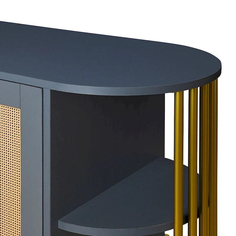 Elegante mobile da pranzo curvo con finiture dorate