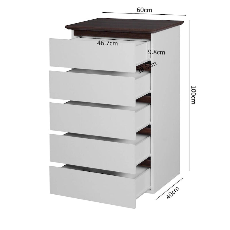Cómoda alta branca para quarto, cómoda moderna com gavetas, cómoda pequena