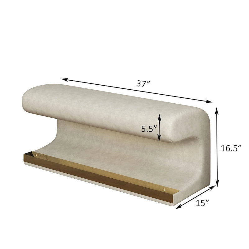 Panca da ingresso in pelle con pouf