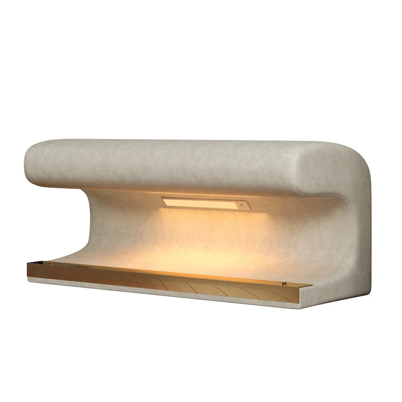 Panca da ingresso in pelle con pouf