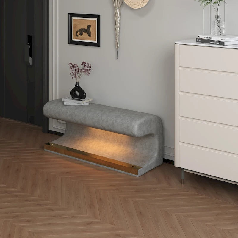 Entryway Bench Leather Ottoman